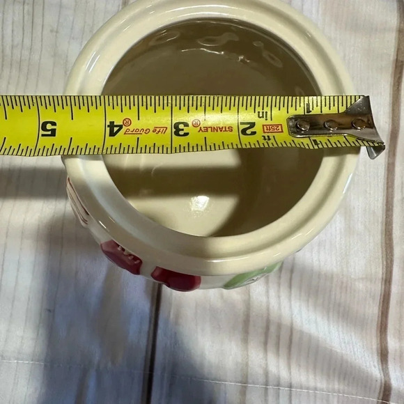 Hallmark Cookie Jar Small Ceramic Round Mittens Red Lid Christmas Winter Holiday - Picture 5 of 7